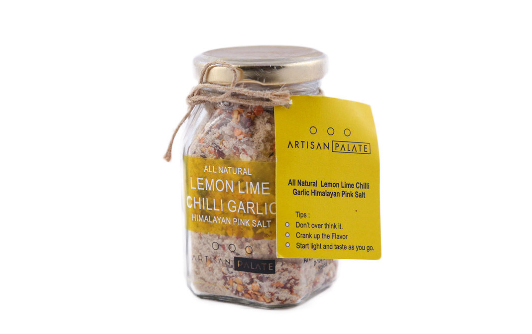 Artisan Palate All Natural Lemon Lime Chilli Garlic Himalayan Pink Salt   Glass Jar  150 grams